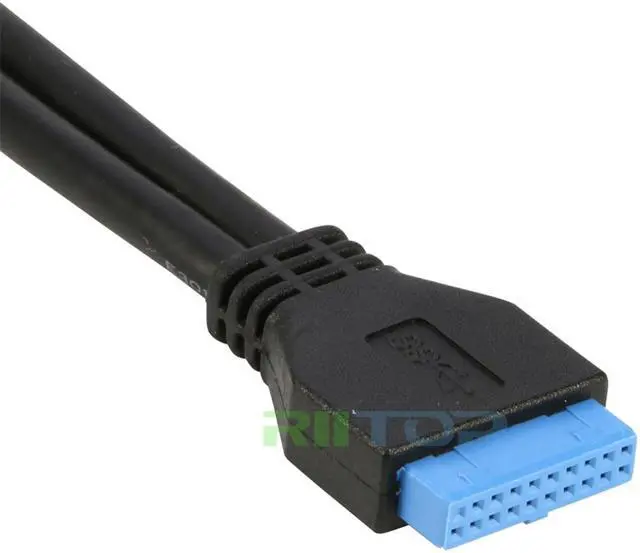 Alt view image 5 of 6 - RIITOP 2 Ports USB 3.0 Female Back Panel to MB 20pin Header Connector Cable Adapter with PCI Slot Plate Bracket 1.5ft
