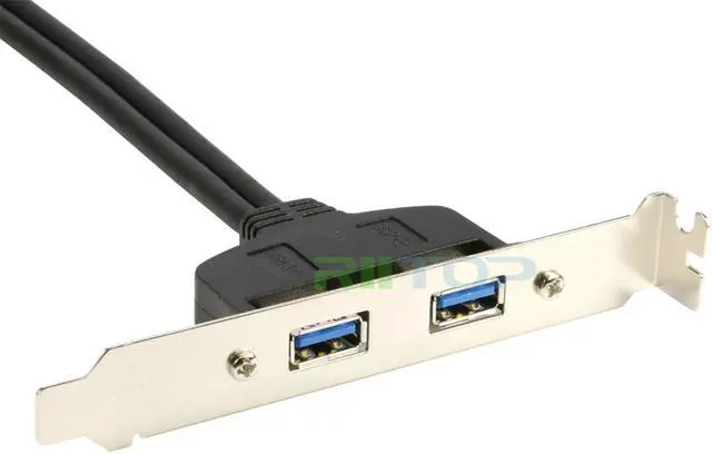 Alt view image 6 of 6 - RIITOP 2 Ports USB 3.0 Female Back Panel to MB 20pin Header Connector Cable Adapter with PCI Slot Plate Bracket 1.5ft