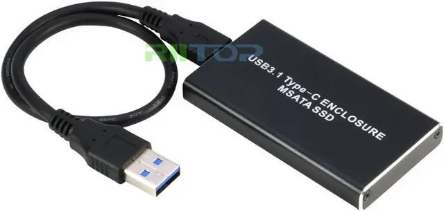 Alt view image 5 of 7 - mSATA SSD Enclosure Adapter to USB C, RIITOP USB 3.1 to MSATA SSD Converter for mSATA Internal Solid State Drive Hard Drive in Black