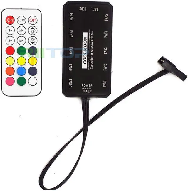 Alt view image 7 of 7 - 120mm RGB LED Fans with 10 Port Fan Hub Remote Control Box for PC Cases, CPU Coolers - 3 Fan Pack (Adjustable RGB LED Quiet Edition High Airflowg )