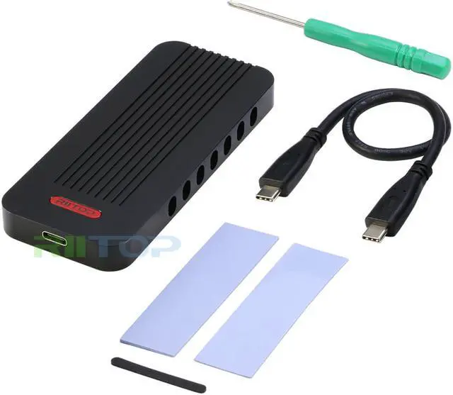 Alt view image 7 of 7 - RIITOP NVMe Enclosure External M.2 PCI-e NVMe to USB C Adapter Enclosure Case (Gen 2) 10Gb for Samsung M-Key PCIe M.2 NVMe 960 970 Pro EVO SSD, Intel PM951 600P SSD - Aluminum in Black