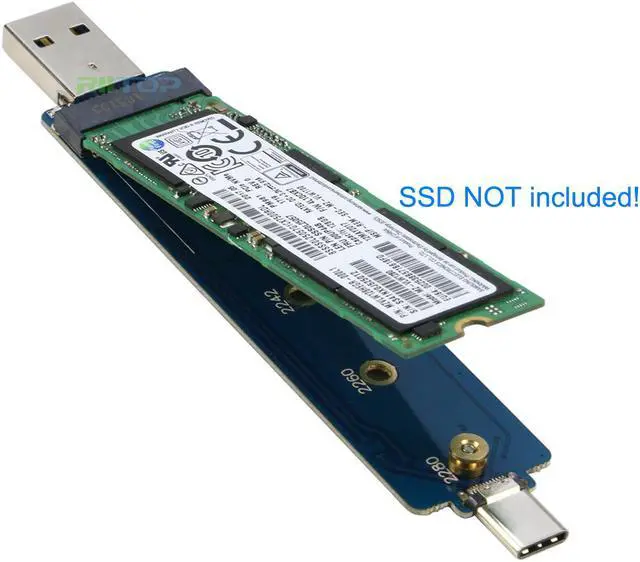 Alt view image 7 of 7 - RIITOP PCIe M.2 NVMe SSD to USB Adapter Card with USB 3.1 Type C and Type A Dual Ports (No Need Cable) for Samsung 970 960 series WD Black Intel Crucial NVMe M key SSD