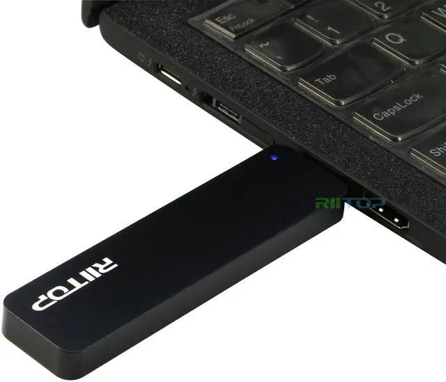 Alt view image 7 of 7 - External NVMe USB Enclosure in Black, RIITOP NVMe to USB Adapter with Aluminum Case  for M Key M.2 NVMe 2280 mm SSD