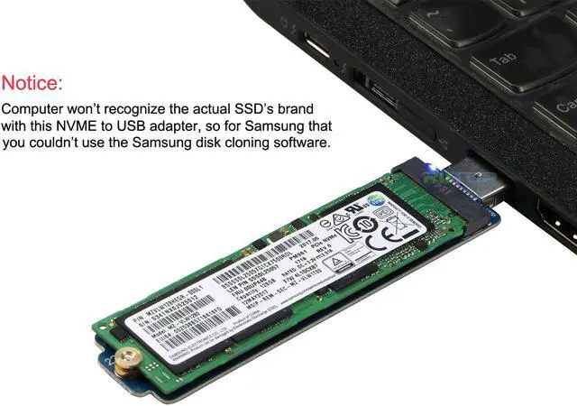 Alt view image 3 of 7 - External NVMe USB Enclosure in Black, RIITOP NVMe to USB Adapter with Aluminum Case  for M Key M.2 NVMe 2280 mm SSD