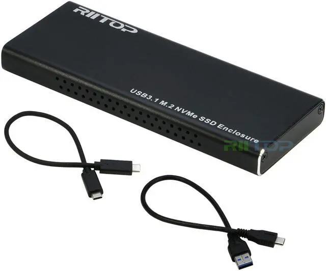 Alt view image 7 of 7 - NVME to USB Enclosure Adapter, RIITOP M Key M.2 NVMe PCIe SSD to USB Type C with Aluminum Case in Black (Come with 2 Cables: C-A, C-C)