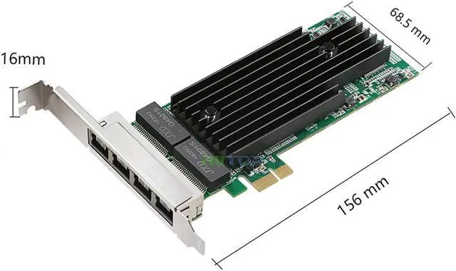 Alt view image 3 of 5 - 4 Ports 1000Mbps Gigabit PCI-e Express Server Network Adapter Controller Card with Low Profile Bracket - Lan Card Intel 82575 Chipset Quad RJ45 1Gbps