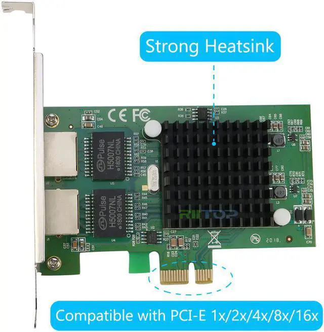 Alt view image 3 of 7 - RIITOP 2-Port 1000M PCIe Express Network Adapter Card NIC Intel 82575 Chipset Dual RJ45 PCI Express Gigabit Ethernet Lan Card Come with Low Profile Bracket