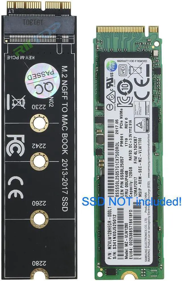 Alt view image 4 of 6 - M.2 NVMe SSD Convert Adapter Card for MacBook Air Pro Retina (Year 2013-2017), NVME/AHCI SSD Upgraded Kit for A1465 A1466 A1398 A1502