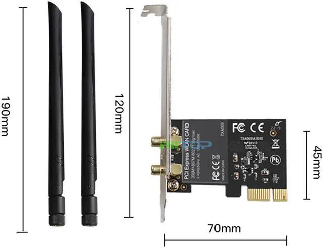 Alt view image 2 of 6 - RIITOP 1200M PCI-e Express WIFI Card Adapter Wireless AC Dual-Band 2.4G 5G with Realtek 8112AE Chipset