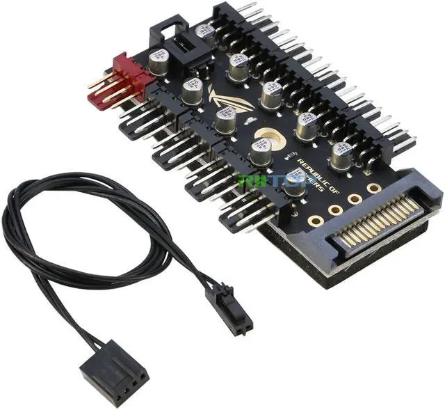 Alt view image 2 of 6 - RIITOP PWM Fan rgb Splitter Controller Hub 1 to 10 Ports for CPU Fan, PC Case Chasis Cooling Fan 4pin 3Pin, Powered by SATA 15pin
