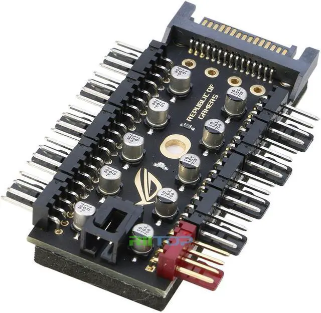 Alt view image 3 of 6 - RIITOP PWM Fan rgb Splitter Controller Hub 1 to 10 Ports for CPU Fan, PC Case Chasis Cooling Fan 4pin 3Pin, Powered by SATA 15pin