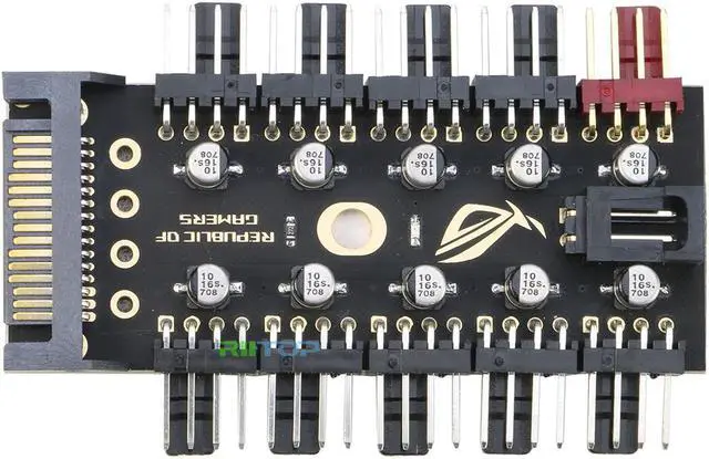 Alt view image 4 of 6 - RIITOP PWM Fan rgb Splitter Controller Hub 1 to 10 Ports for CPU Fan, PC Case Chasis Cooling Fan 4pin 3Pin, Powered by SATA 15pin