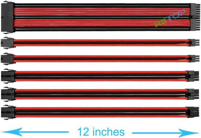 Alt view image 2 of 7 - RIITOP ATX Sleeved Extension Power Supply Cable Kit 18AWG, PSU/ATX/EPS, 24 Pin, 8 Pin PCI-e, 6 Pin PCI-e, 6 + 2 Pin, with Cable Comb 24 Pieces Set