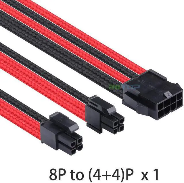 Alt view image 6 of 7 - RIITOP ATX Sleeved Extension Power Supply Cable Kit 18AWG, PSU/ATX/EPS, 24 Pin, 8 Pin PCI-e, 6 Pin PCI-e, 6 + 2 Pin, with Cable Comb 24 Pieces Set