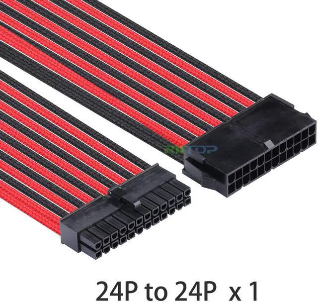 Alt view image 3 of 7 - RIITOP ATX Sleeved Extension Power Supply Cable Kit 18AWG, PSU/ATX/EPS, 24 Pin, 8 Pin PCI-e, 6 Pin PCI-e, 6 + 2 Pin, with Cable Comb 24 Pieces Set
