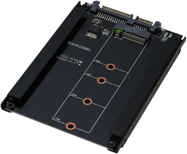 Alt view image 6 of 7 - RIITOP M.2 NGFF to SATA 2.5inch Adapter Converter Open-Frame Bracket, For B Key M.2 NGFF SATA SSD 2280/2260/2242/2230 mm, Aluminum in Black