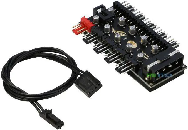 Alt view image 6 of 6 - RIITOP PWM Fan Hub 1 to 10 Fans Conotroller Splitter Adapter with Molex 4pin Power Supply Port for 3 pin 4 pin CPU Case Chasis Cooling Fan