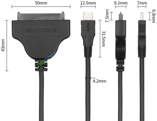 Alt view image 6 of 7 - RIITOP USB C to SATA Adapter Cable Converter for 2.5 inch SATA III / II / I  HDD SSD, Support UASP SATA 6G, USB 3.1 Gen1 Hi Speed 5Gb