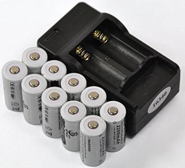 LEMAI® 10x 2200mAh 3.7V 16340 CR123A Rechargeable Li-ion Battery +