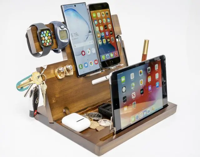 Main image of MOTHERS DAY GIFT by iTParts: Ultimate Organizer, Finest Acacia Hardwood Wooden Phone Docking & Charging Stand, Fathers Day Gift Desk Organizer, Hand-Crafted Nightstand Docking Station
