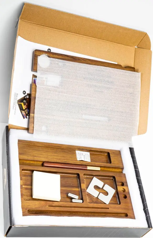 Alt view image 4 of 6 - MOTHERS DAY GIFT by iTParts: Ultimate Organizer, Finest Acacia Hardwood Wooden Phone Docking & Charging Stand, Fathers Day Gift Desk Organizer, Hand-Crafted Nightstand Docking Station