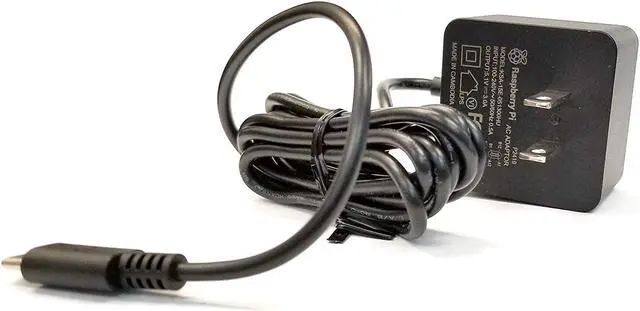 Alt view image 4 of 6 - Official Raspberry Pi 4 4B Power Supply, Output: 5.1V / 3A, USB-C, 1.5m 18AWG (Black)