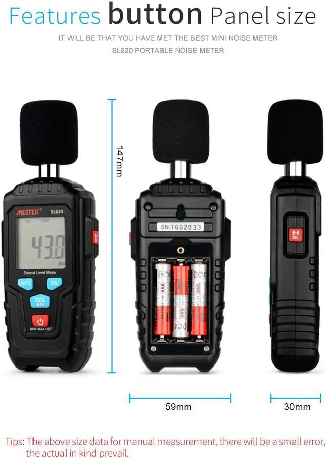 Alt view image 7 of 7 - MESTEK SL620 Decibel Meter Audio Level Meter Logger 30-135dB Noise Measurement Sound Level Meter Detector Diagnostic Tool