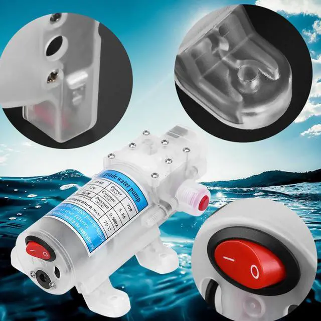 Alt view image 3 of 7 - DC 12V 70W ABS Diaphragm Water Pump Food Grade Self-priming Diaphragm Water Pump with Switch 6L/min Self-priming