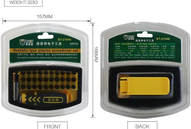 Alt view image 5 of 5 - BT-21068 32 in1 Multifunctional Precision Screwdriver Set For iPhone Laptop Mini Electronic Screwdriver Bits Repair Tools Kit Set