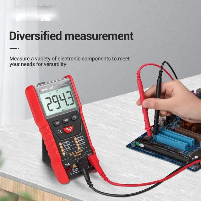 Alt view image 4 of 7 - ANENG M21 Digital Auto Multimeter Meter with Backlight 6000 Counts Voltage Current Resistance Measurement Test Ammeter Voltmeter LCD Display - Red