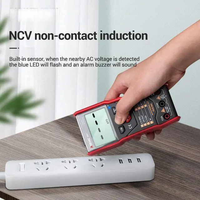 Alt view image 7 of 7 - ANENG M21 Digital Auto Multimeter Meter with Backlight 6000 Counts Voltage Current Resistance Measurement Test Ammeter Voltmeter LCD Display - Red