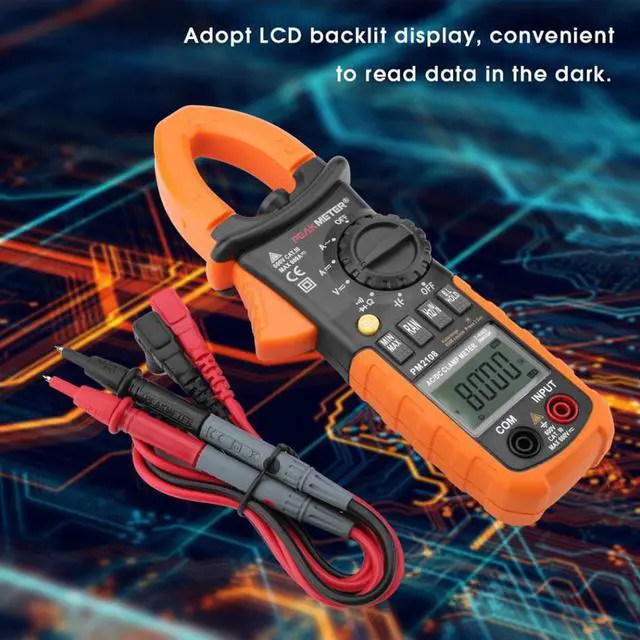 Alt view image 2 of 7 - PEAKMETER PM2108 Clamp Meter Portable Digital AC/DC Clamp Meter Multimeter Current Voltage Resistance Tester Multimeters