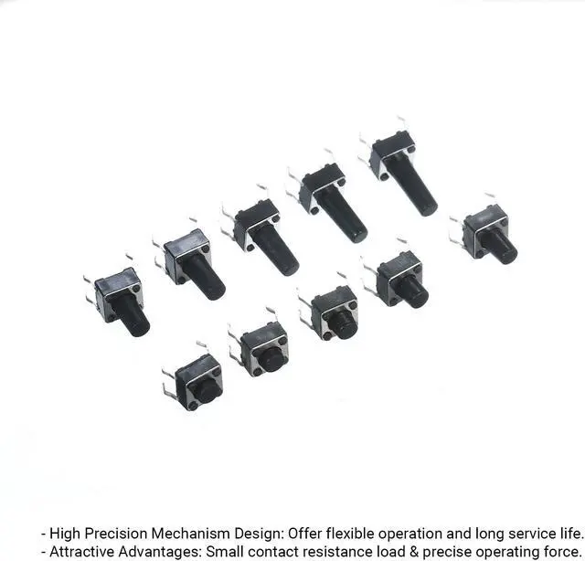 Alt view image 3 of 7 - 200Pcs 10 Value Tactile Push Button Switch Micro Momentary Tact Assortment Kit