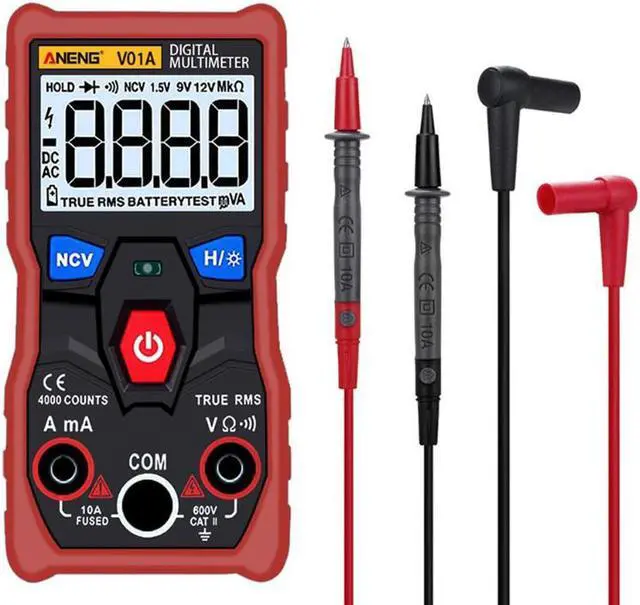 Alt view image 5 of 5 - ANENG V01A Digital Multimeter Automatic True-RMS intelligent NCV 4000 Counts AC/DC Voltage Current Ohm Test Tool - Red