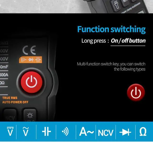Alt view image 4 of 4 - ANENG ST208 Digital Clamp Meter Multimeter Car 6000 counts AC/DC Current Measure Transistor Tester Voltimetro Amperimetro - Black