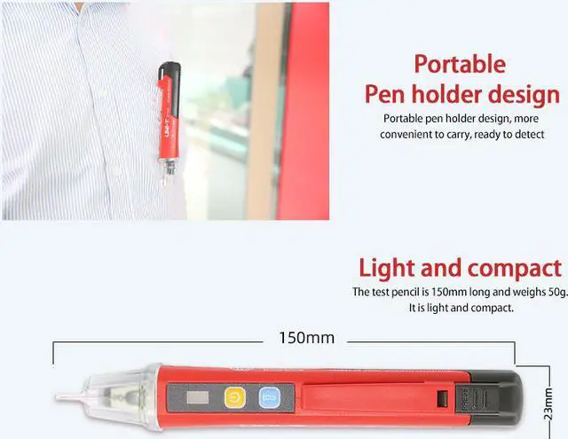 Alt view image 5 of 5 - UNI-T UT12S 90V-1000V AC Voltage Detector Non-contact Pencil Stick Electric Power LED Light Sensor Tester Meter