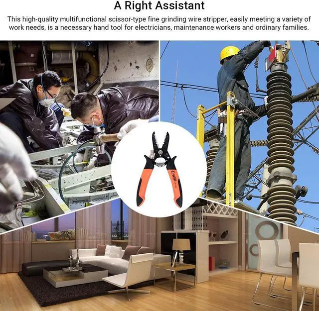 Alt view image 6 of 7 - PARON JX-1143-A 6-hole Multifunctional Wire Stripper Fine Grinding Stripping Shearing Type Wire Clamping Pliers Double-layer Two-color Comfortable Handle Wire Cutting Pliers AWG20-10 0.8-2.6mm²