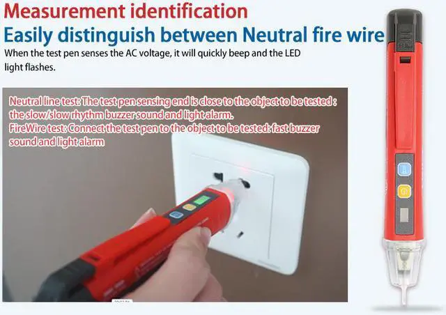 Alt view image 4 of 5 - UNI-T UT12S 90V-1000V AC Voltage Detector Non-contact Pencil Stick Electric Power LED Light Sensor Tester Meter