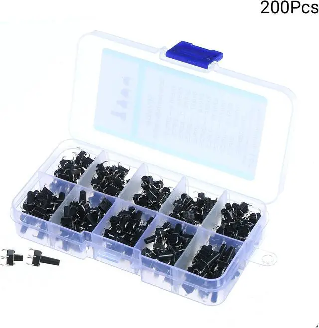 Alt view image 7 of 7 - 200Pcs 10 Value Tactile Push Button Switch Micro Momentary Tact Assortment Kit