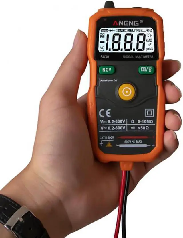 Alt view image 3 of 6 - ANENG S830 True RMS Digital Multimeter Smart Multimeter Measuring DC/AC Voltage Meter Resistance Tester with LCD Display - Orange