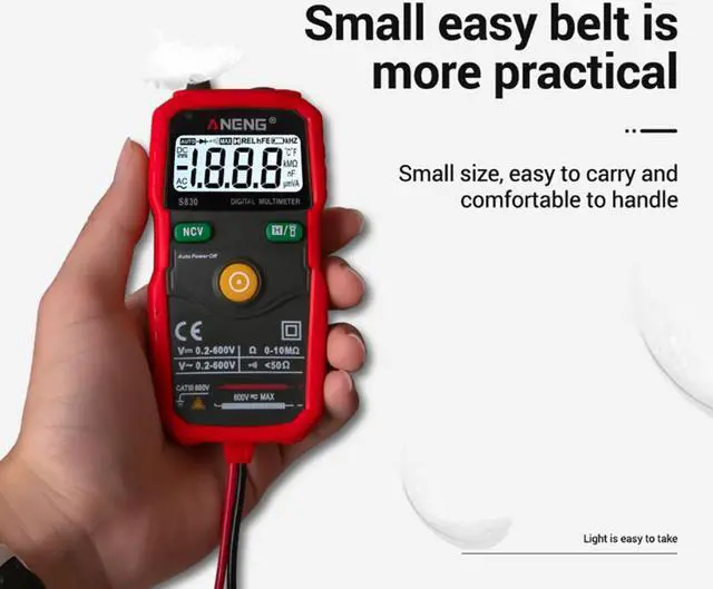 Alt view image 7 of 7 - ANENG S830 True RMS Digital Multimeter Smart Multimeter Measuring DC/AC Voltage Meter Resistance Tester with LCD Display - Red