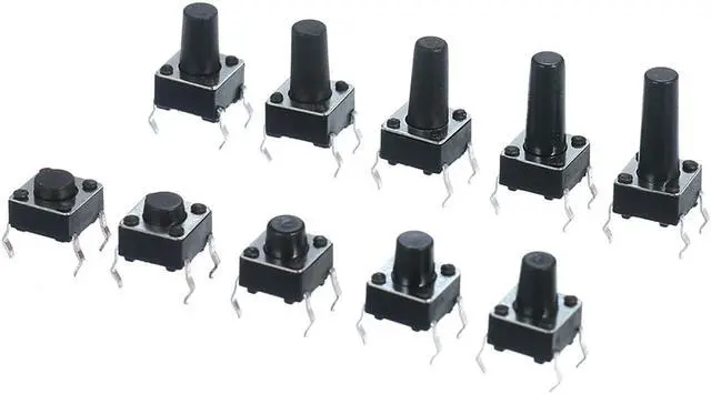 Alt view image 2 of 7 - 200Pcs 10 Value Tactile Push Button Switch Micro Momentary Tact Assortment Kit