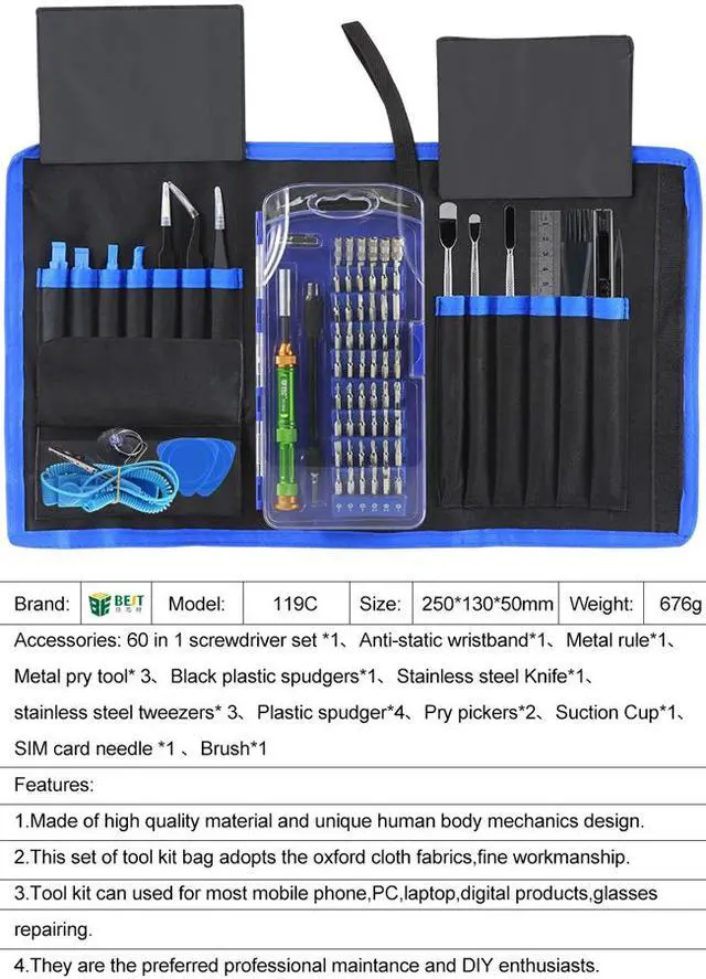 Alt view image 7 of 7 - 80 in 1 Electronic Precision Screwdriver Set Repair Tool Kit for iPhone/Computer/iPad/Samsung Galaxy/eye glasses/Household screw