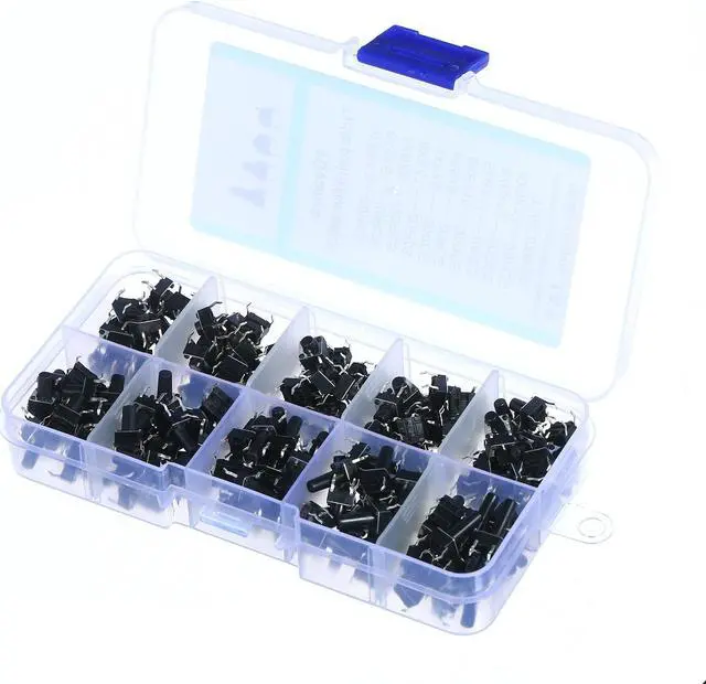 Main image of 200Pcs 10 Value Tactile Push Button Switch Micro Momentary Tact Assortment Kit