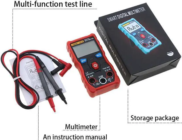 Alt view image 4 of 5 - ANENG V01A Digital Multimeter Automatic True-RMS intelligent NCV 4000 Counts AC/DC Voltage Current Ohm Test Tool - Red