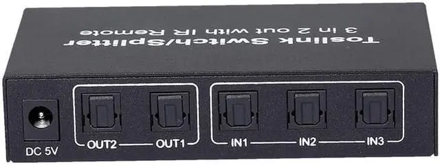 Alt view image 6 of 7 - NK-T32 3 In 2 Out Toslink Cable Switch Splitter SPDIF/TOSLINK Optical Audio 3x2 Switcher SPDIF Splitter With Remote Control