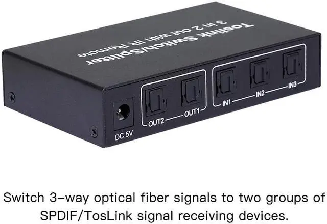 Alt view image 5 of 7 - NK-T32 3 In 2 Out Toslink Cable Switch Splitter SPDIF/TOSLINK Optical Audio 3x2 Switcher SPDIF Splitter With Remote Control