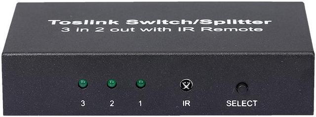 NK-T32 3 In 2 Out Toslink Cable Switch Splitter SPDIF/TOSLINK Optical Audio  3x2 Switcher SPDIF Splitter With Remote Control