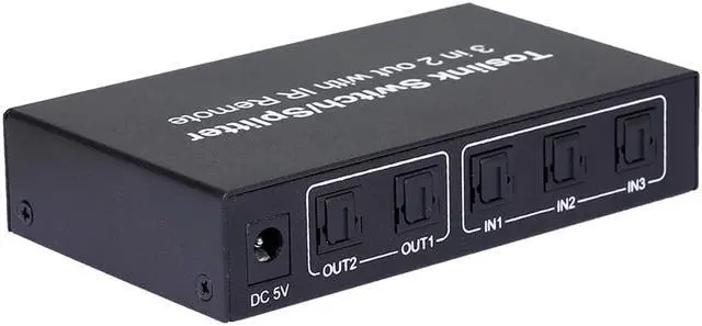 Alt view image 7 of 7 - NK-T32 3 In 2 Out Toslink Cable Switch Splitter SPDIF/TOSLINK Optical Audio 3x2 Switcher SPDIF Splitter With Remote Control