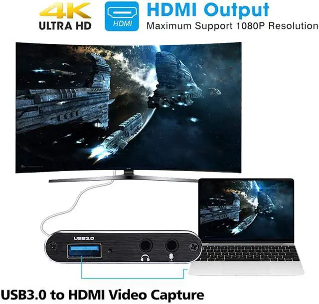 Alt view image 6 of 6 - HDMI Video Capture Card 4K Sn Record USB3.0 1080P 60FPS Game Capture Device